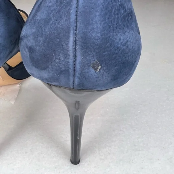 SALVATORE FERRAGAMO PEEP TOE BLUE WOMENS HEELS WOMENS SZ 9 - Picture 6 of 11